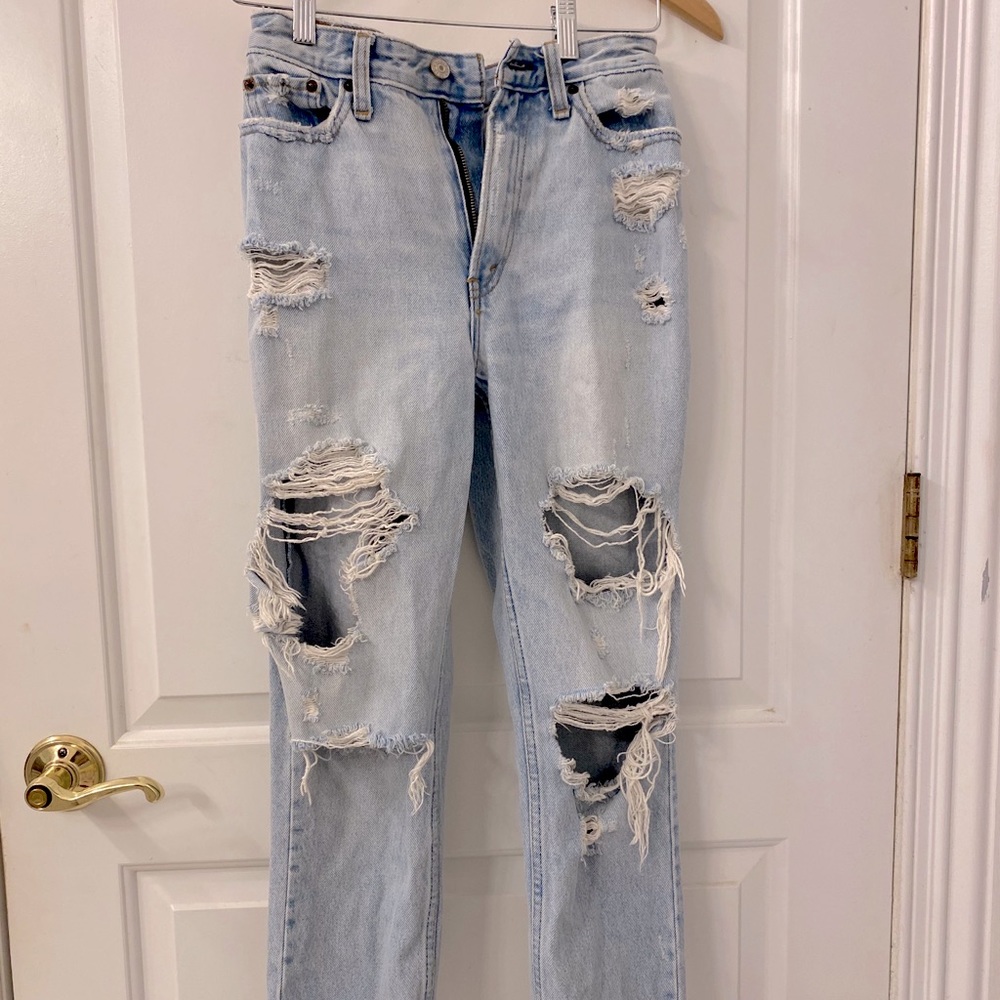 High waisted straight jeans